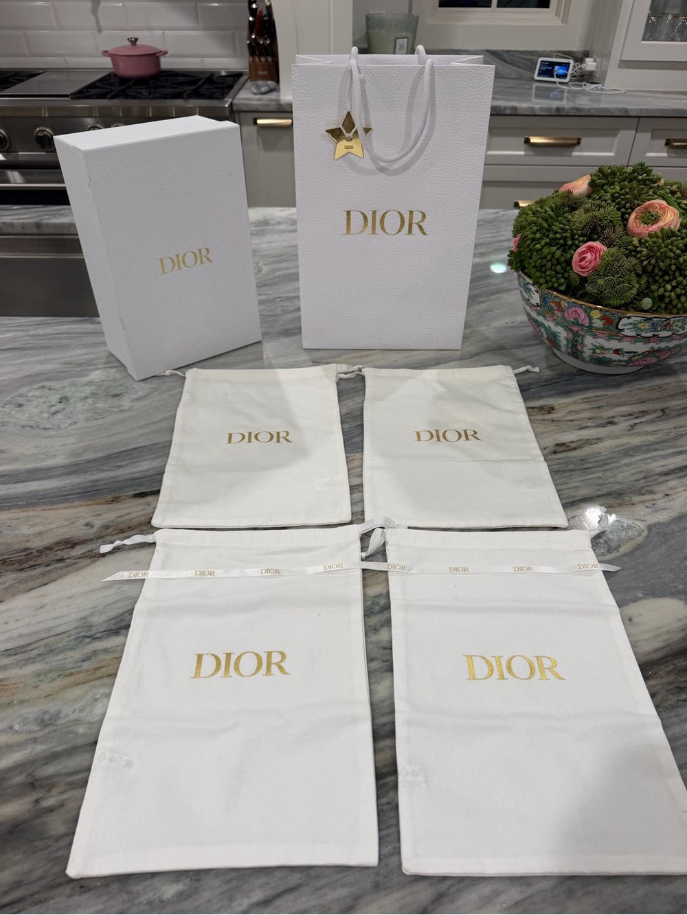 Christian Dior shoebox dustbags and shopping bag lot